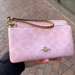 Coach Light Pink Signature Wristlet